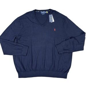NEW Polo Ralph‎ Lauren Men's 5XB Big Lightweight Knit Sweater V-Kneck Pullover